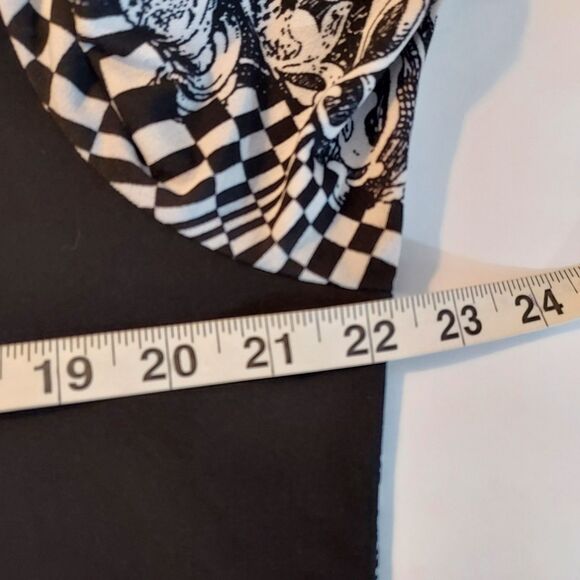 Caleooa Shirt Top Size XL Asymmetrical Hem Stretch Artsy Mixed Print Long Sleeve - Picture 9 of 11